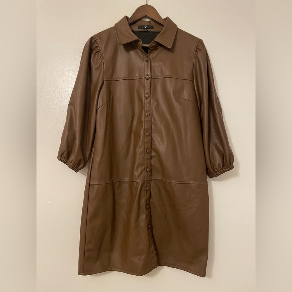 7 For All Mankind Vegan/Faux Leather Lightweight Jacket Trench Coat Size Medium